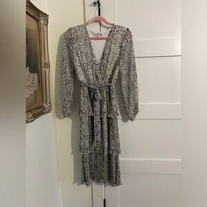 White leopard midi dress